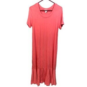 Vintage Iconic Luxe Long Maxi Dress Large Stretchy USA Orange Summer Beach